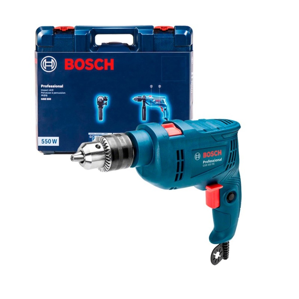 Taladro Percutor Bosch GSB 550W Reversible Maletin